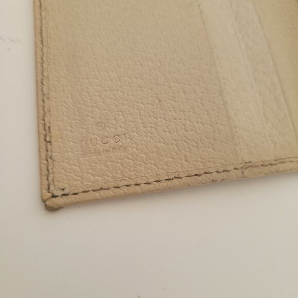 Gucci Logo Plate Card ID Wallet Small Monogram Bifold Beige Fair Vintage - Picture 4 of 9